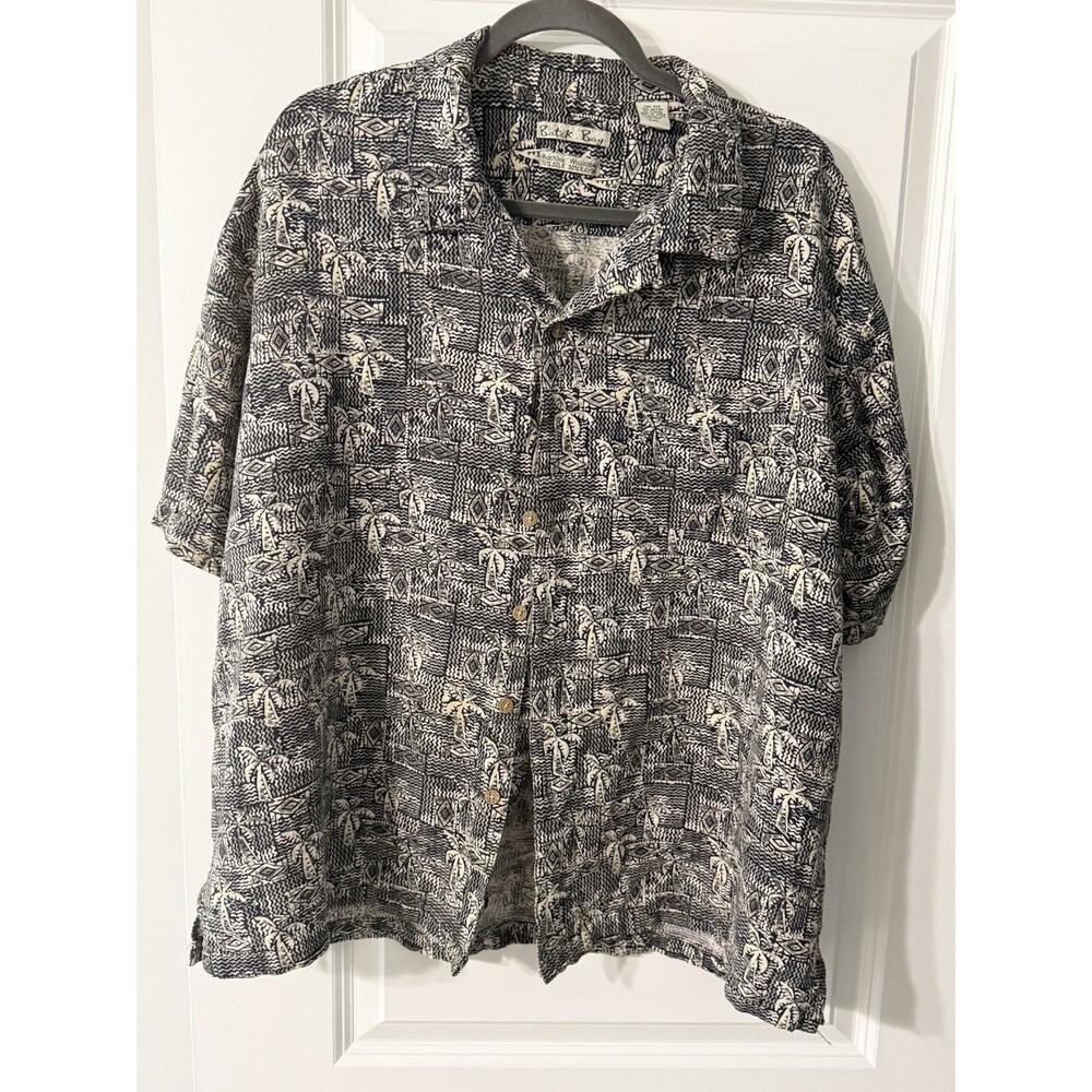 Baron Bay Men’s Shirt Sleeve Button Down Shirt | 70% Silk | Palm Trees